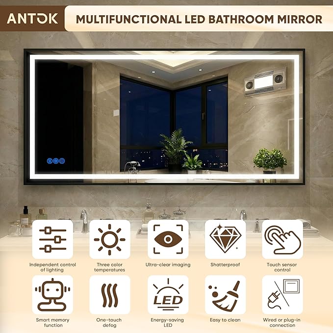 Antok 40X32 LED Bathroom Mirror - Image 7