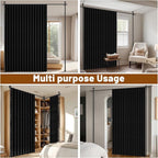 100% Blackout Room Divider Curtains Sets Black 2 Panels W100 x L84in No Drill - Image 7