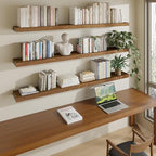 ROGMARS 60Inches Long Walnut Floating Shelves, Rustic Solid Wood Farmhouse Wall - Image 3