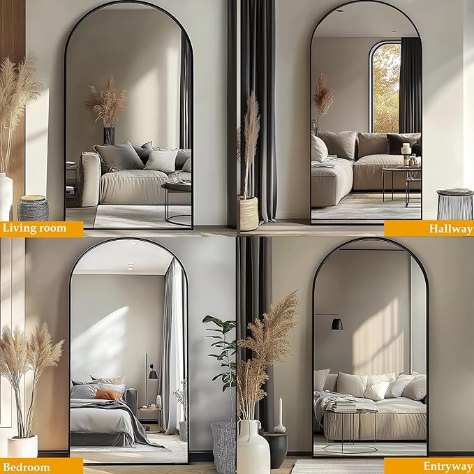Prywot Arched Full Length Mirror, Modern Full Body Mirrors - Image 3