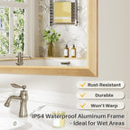 72x36 Inch Bathroom Mirror for Wall, Anti-Rust Oak Wood Grain Metal Framed - Image 4