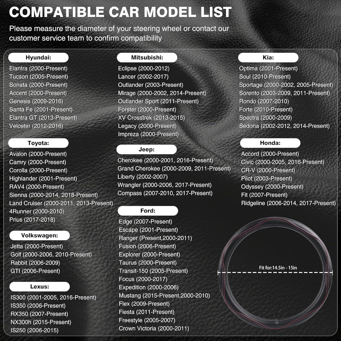 High-Grade Brown Genuine Leather Steering Wheel Cover for Men Women，Real Cowhide Leather Steering Wheel Cover for Cars,Universal 14.5-15 inch Steering Wheels