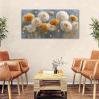 Abstract White Flower Wall Art Golden Floral Pictures Wall Decor Neutral - Image 3