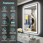 36x36 Black Framed LED Bathroom Mirror - Image 2