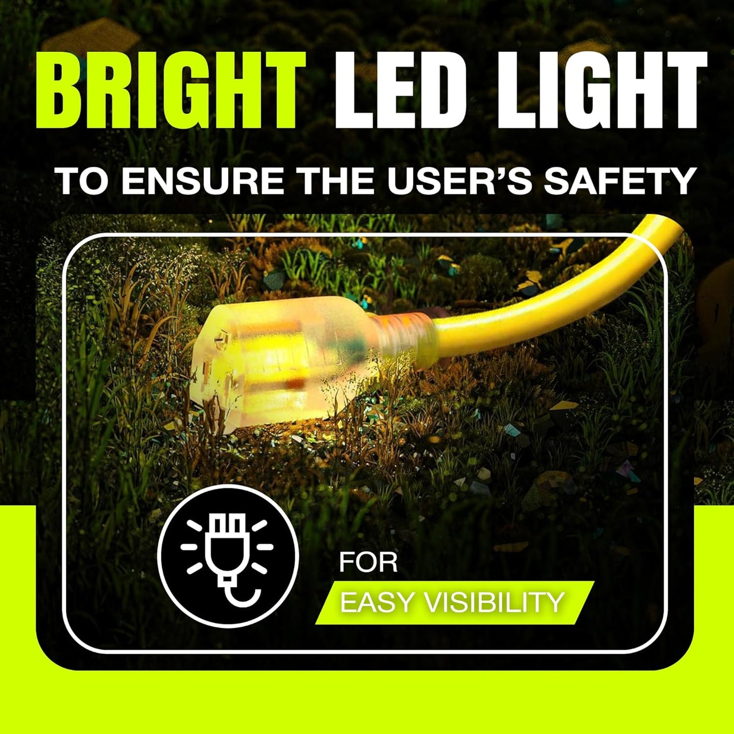 100ft Outdoor/Indoor Extension Cord 12/3 Gauge Extra Heavy Duty 3 Prong SJTW, Waterproof, Flexible Cold-Resistant Long Power Cord,15A 125V 1875W, Yellow by LifeSupplyUSA