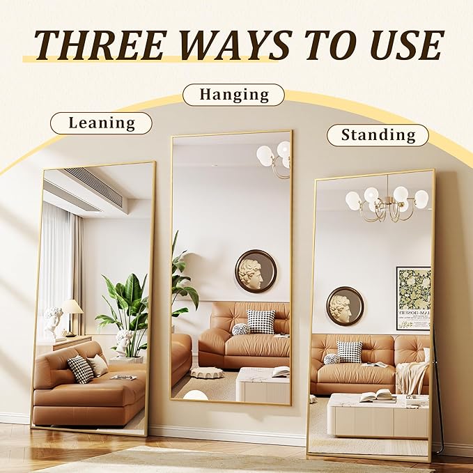 BEAUTYPEAK 86"x40" Rectangle Full Body Floor Mirrors, Full Length Mirror - Image 4