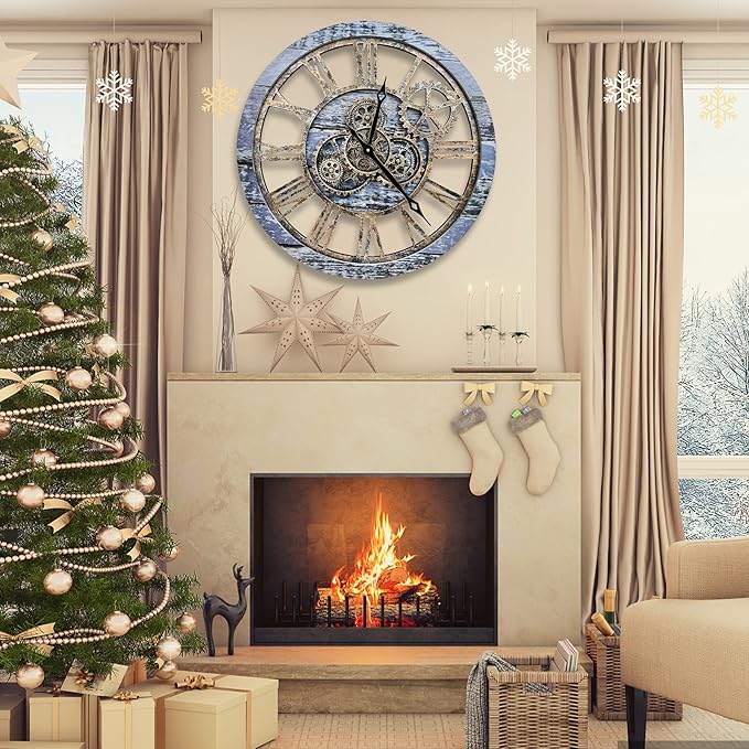 The B-Style Large Wall Clock 24 inch Moving Gear Wall Clock Oversized Vintage - Image 2