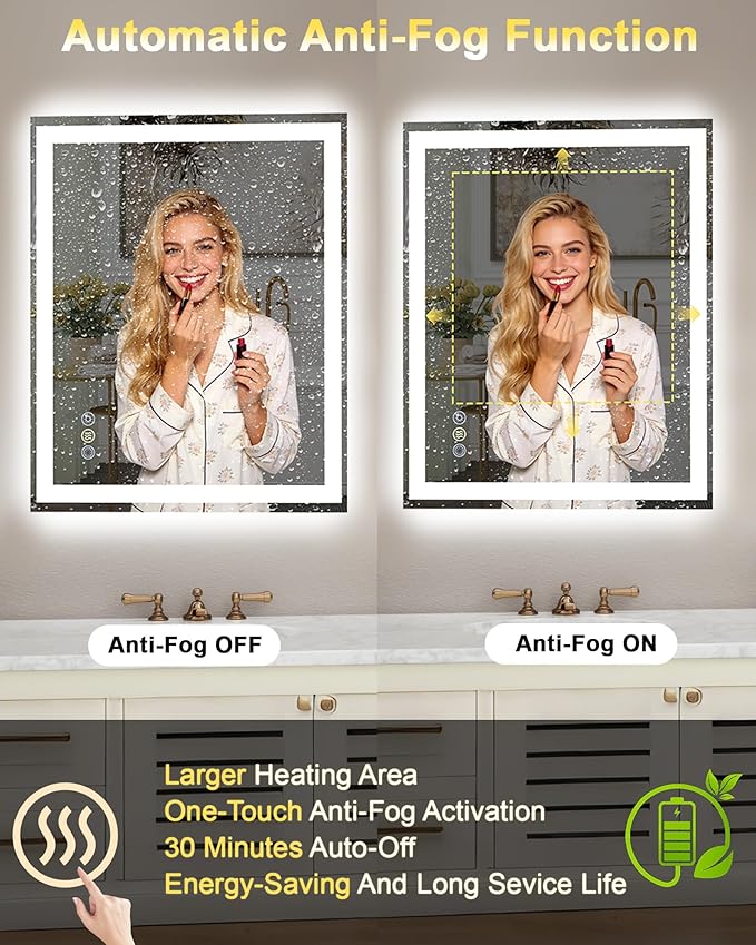 28x36 LED Bathroom Mirror with Lights, Super Bright Front & Backlit Vanity - Image 4