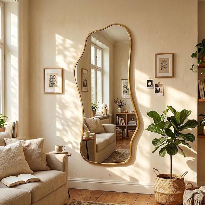 Bathroom Mirrors for Over Sink-Horizontal or Vertical Hanging 47.2"x21.6" Gold - Image 2