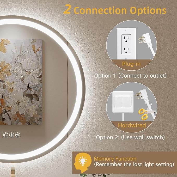 LOVESPEJO 36" Round LED Bathroom Mirror - Image 6