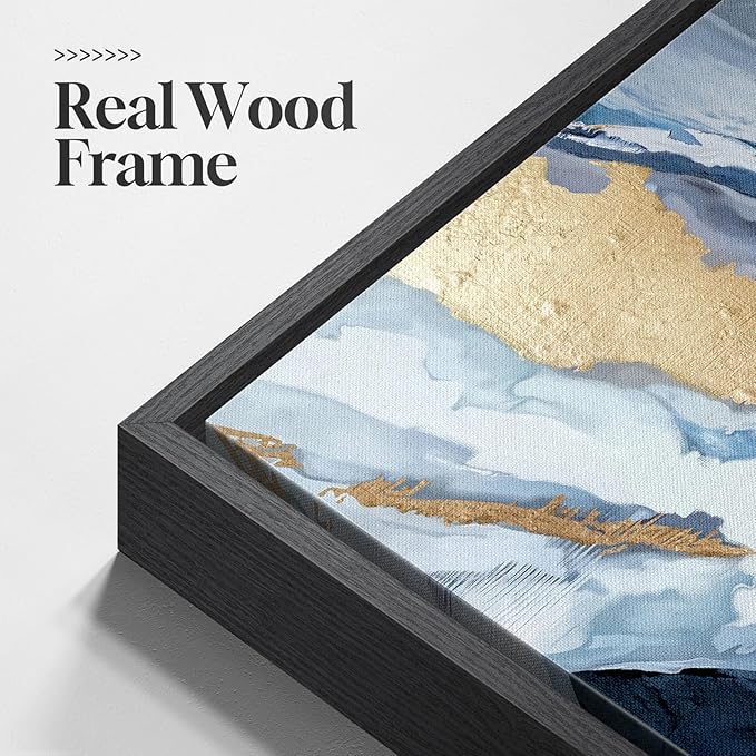Extra Large Framed Blue Abstract Wall Art - Image 5