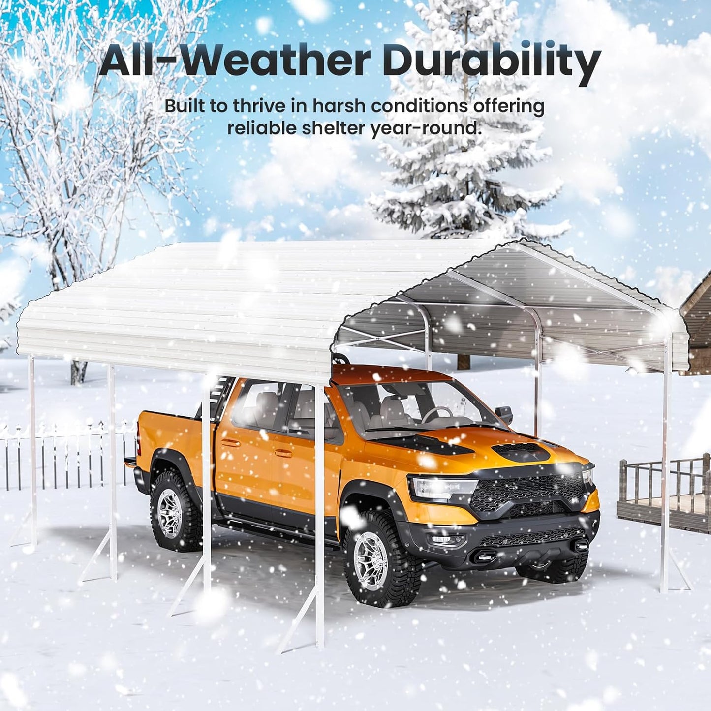 10x15 Carport, Heavy Duty Metal Car Port, All-Weather Protection, Easy Assembly for Cars, Trucks, Boats, Tractors, and Outdoor Storage