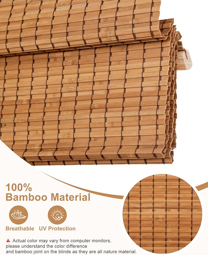72''W X 72''H Cordless Bamboo Roman Shades - Image 5