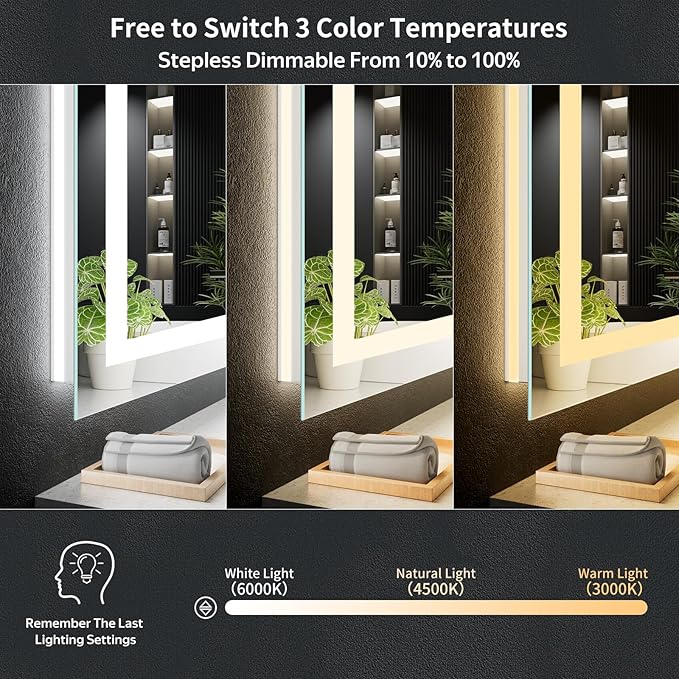 60"x40" LED Bathroom Mirror - Image 5