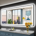 84x32 Black Framed LED Bathroom Mirror by Awandee