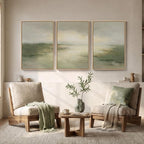 Large Framed Sage Green Abstract Landscape Wall Art - Image 4
