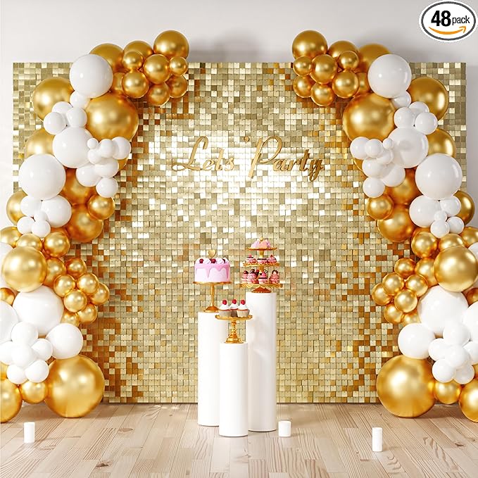 COKAOBE Light Gold Shimmer Wall Backdrop, Photo Backdrops by COKAOBE