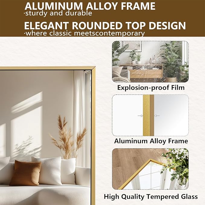 Koonmi 77"x38" Floor Mirror Full Length, Bedroom Floor Body Mirror - Image 4