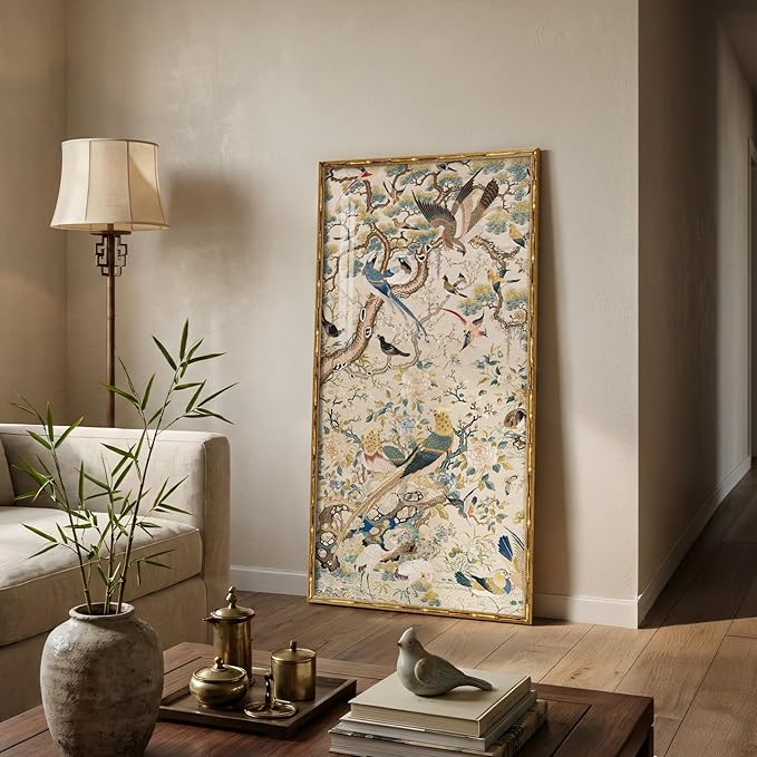 Vintage Gold Framed Chinoiserie Wall Art - Image 9