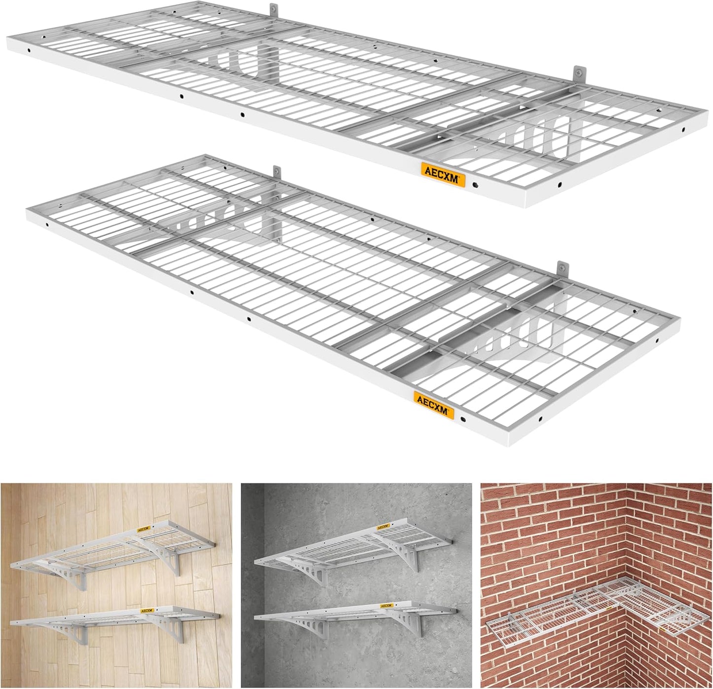 1.64x4ft 2Pack Wire Shelving Unit Heavy Duty Garage Storage Shelves Wall Mounted White 560lbs Load Capacity（20-inch-by-48-inch）