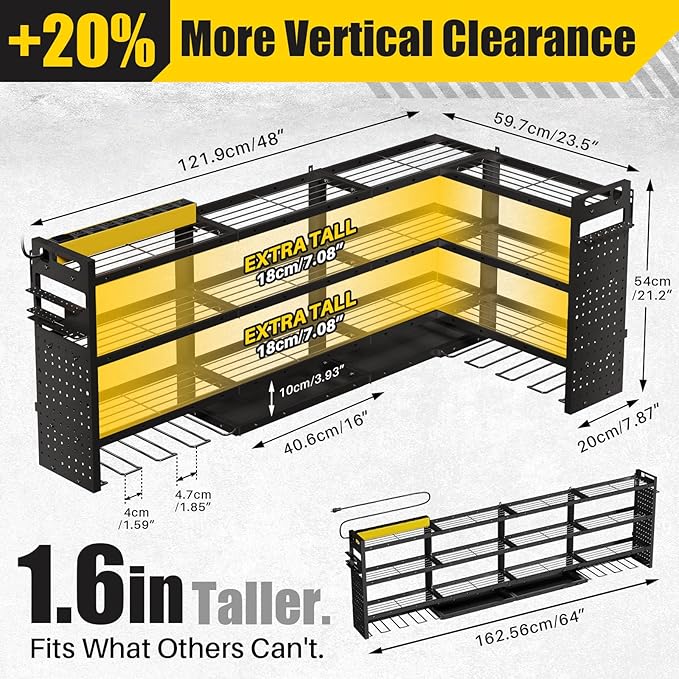 XLarge 64''W Power Tool Organizer Wall Mount | 8-Outlet TR Charging Station | - Image 5