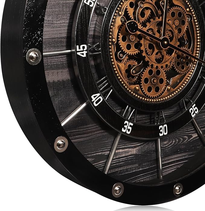 HOIBAI Wall Clock, 24 Inch Moving Gears Clock Large Wall Clock - Image 4