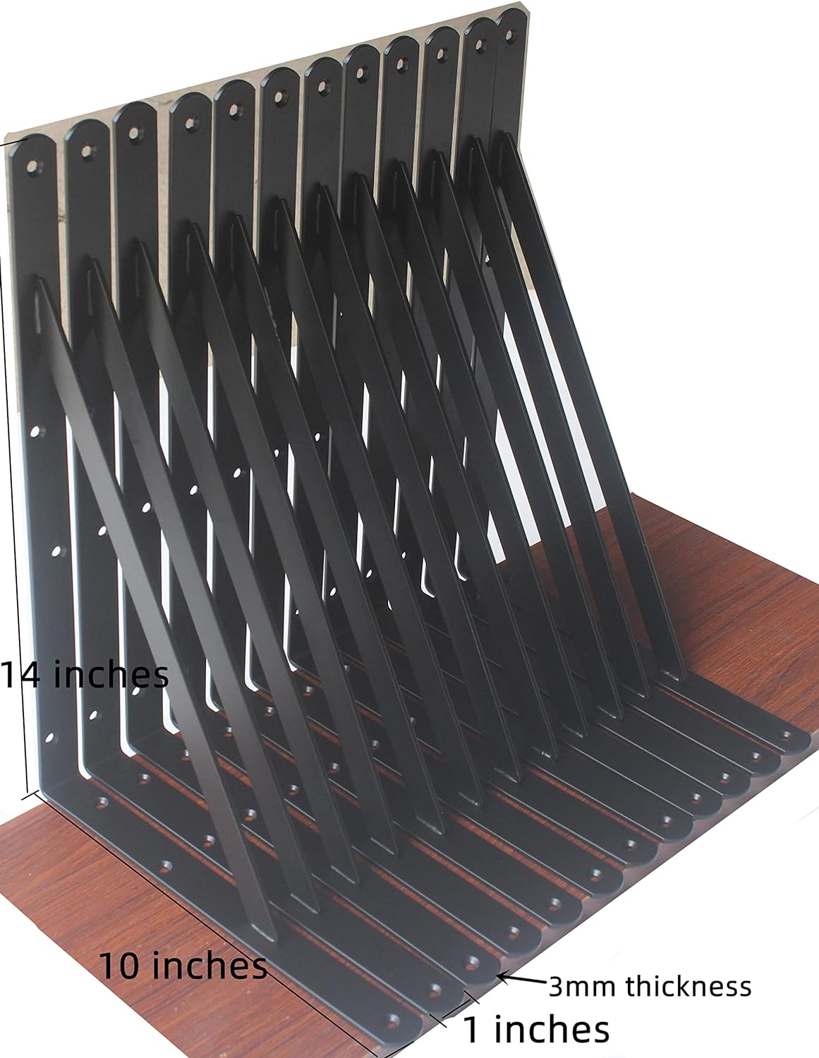 20 Pack L14 x H 10" Black Heavy Duty Shelf Brackets with Screws Metal Shelf Brackets Shelf Support Angle Brackets for Shelves L Brackets Heavy Duty Floating Shelf