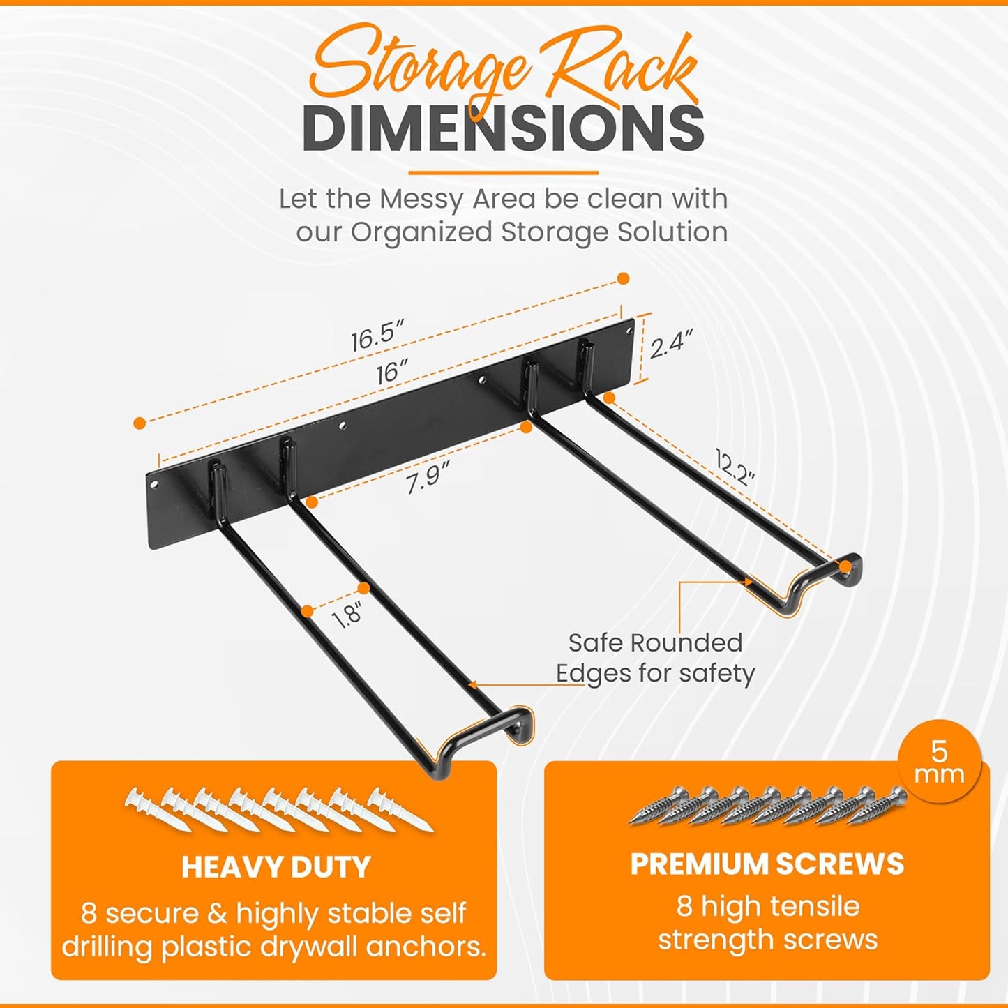 Heavy Duty Folding Chair & Tool Rack – Wall Mount Organizer for Garage, Garden, Beach & Camping – 2 Pack, 250 lbs Capacity Each