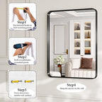 72 x 30 Inch Black Metal Framed Bathroom Mirror - Image 7