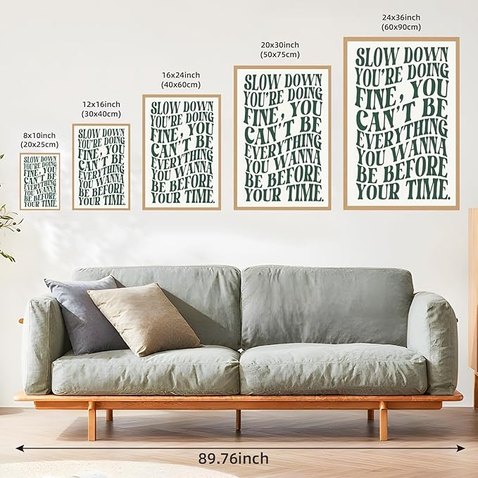 Green Wall Art Pop Music Vienna Lyrics Poster Slow Down Youre Doing Fine Canvas - Image 3