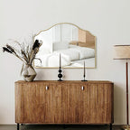 Besdomus Gold Scalloped Mirror for Dresser: 35"x26" Modern Wooden Mantel Mirror - Image 8