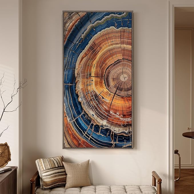 Extra Large Framed Vertical Tree Ring Wall Art by Cuspin