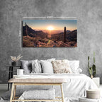 Mountain Wall Art Sunset Cactus Wall Decor Arizona Sonoran Desert Canvas - Image 4