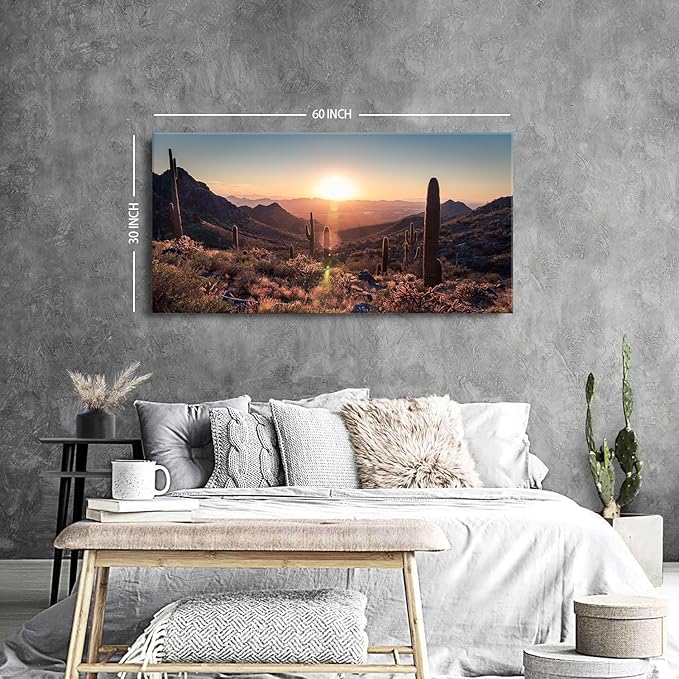 Mountain Wall Art Sunset Cactus Wall Decor Arizona Sonoran Desert Canvas - Image 4