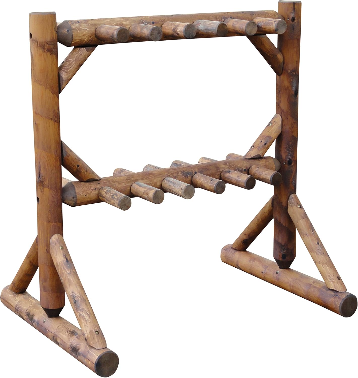 11-Place Freestanding Log Ski Rack Holder, Indoor & Outdoor Snowboard Racks, Standing Storage, Garage Racks for Snow Skis, Durable Snowboard Rack Garage Storage Organizer-Canyon Brown + 15" Anchor Kit