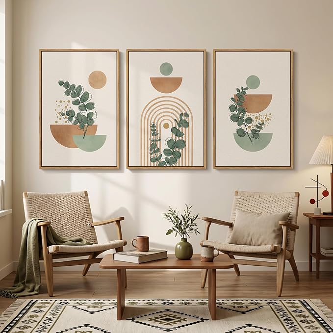 Large Framed Abstract Boho Wall Art - Image 5