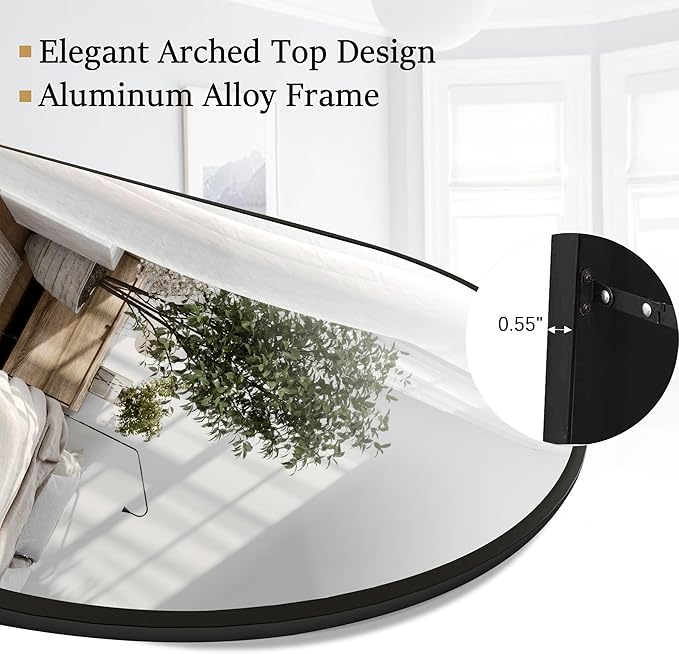 Rowjut Floor Full Length Mirror, Arched Mirrors Full Length 76"x34" - Image 6