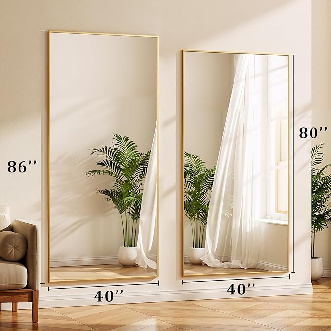 BEAUTYPEAK 86"x40" Rectangle Full Body Floor Mirrors, Full Length Mirror - Image 5