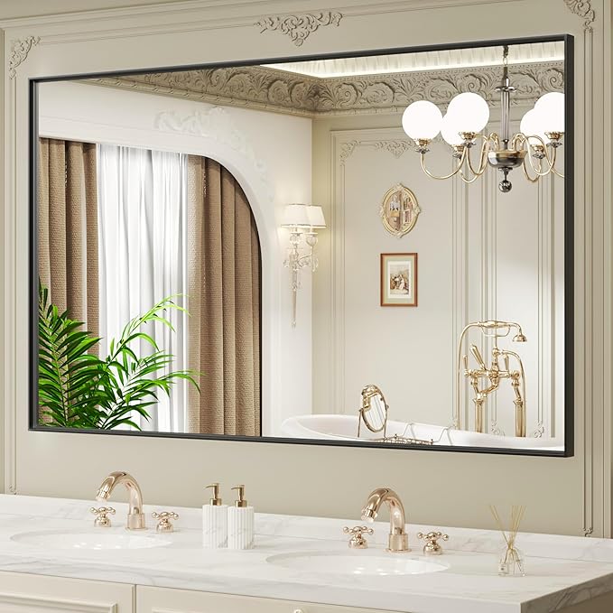 LOAAO Black Bathroom Mirror 60"X40" - Image 3