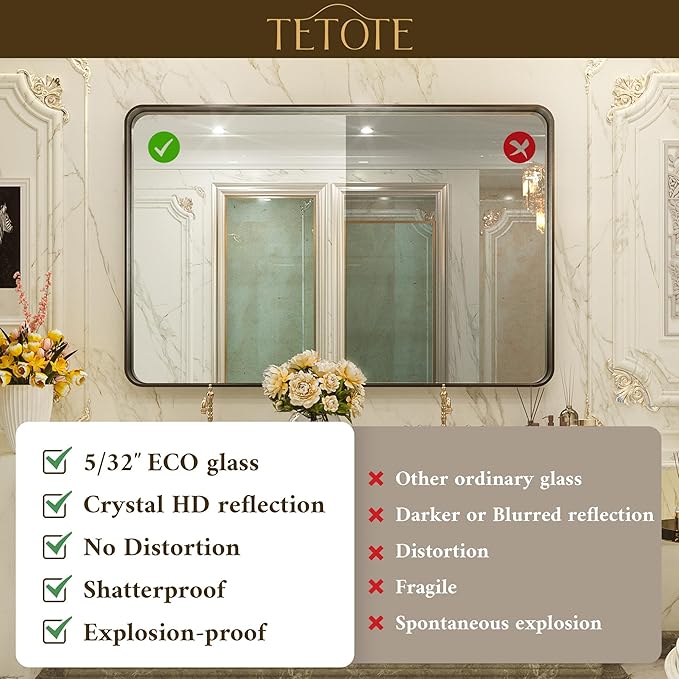 TETOTE 48 x 36 Inch Silver Mirrors - Image 3