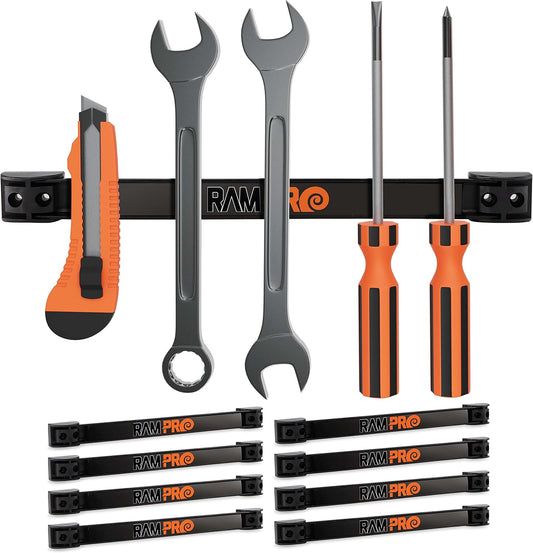 12" Magnetic Tool Holder Strip - A Tool Magnet Bar for Garage Organization, Shop Organization, and Workbench Accessories - Best Gift for Men - Easy To Install in Workshop - Mounting Screws Included.