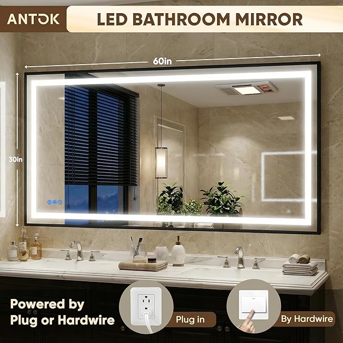 Antok 60X30 LED Bathroom Mirror - Image 3