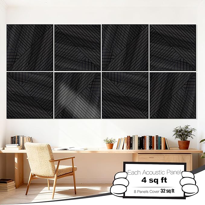 Mollywell Art Acoustic Wall Panels, 24x24 Inch 8 Pack, Wood Veneer, Sound - Image 2