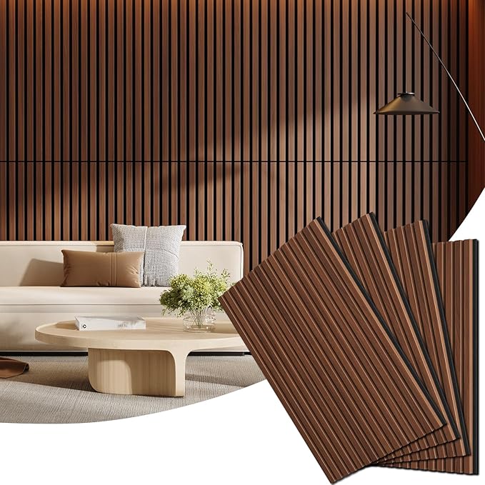4 Pack Wood Panels for Wall, 47.24" x 23.81" Acoustic Wood Slat Wall Panel for by Vellorise