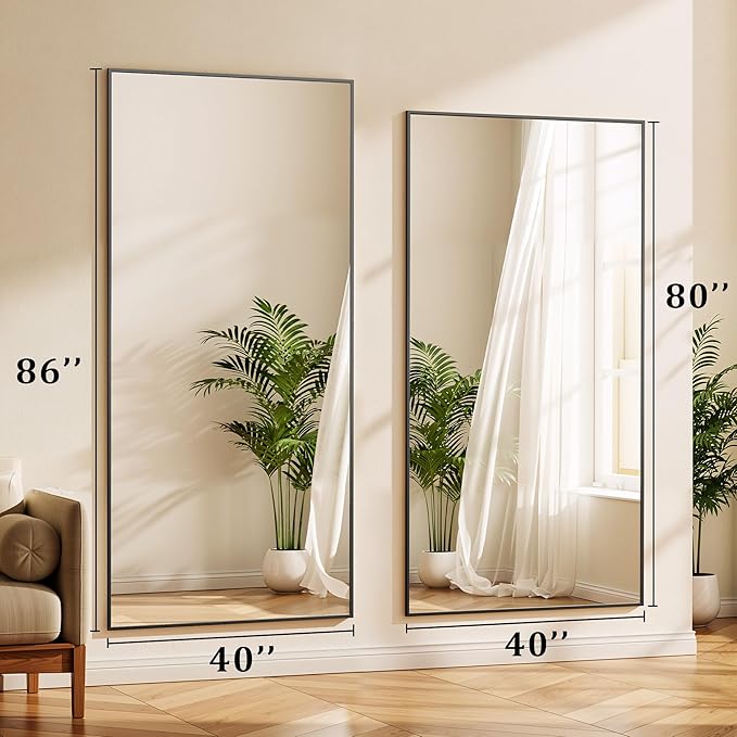 BEAUTYPEAK 86"x40" Rectangle Full Body Floor Mirrors, Full Length Mirror - Image 5