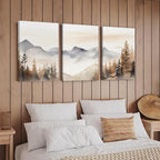 Neutral Mountain Wall Art Decor Set of 3 Forest Canvas Wall Art Poster - Image 4