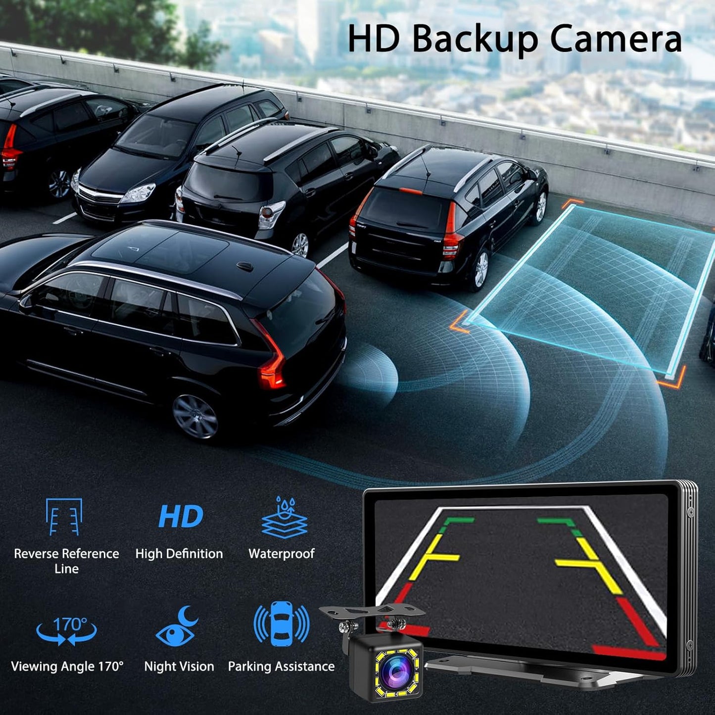 10.26" Wireless CarPlay Screen for Car,Wireless Apple CarPlay & Android Auto,Portable Car Stereo with GPS Navigation,Backup Camera,Bluetooth,Mirror Link,Drive Play,Touch Screen for All Vehicles