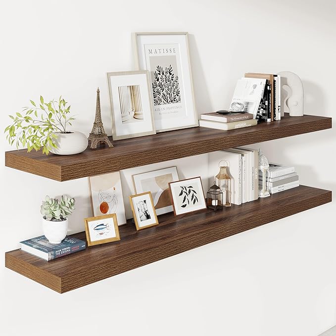 Vivelove Wide Floating Shelves for Wall 12 Inch Deep, 2 Inch Thick Shelf for by VIVELOVE