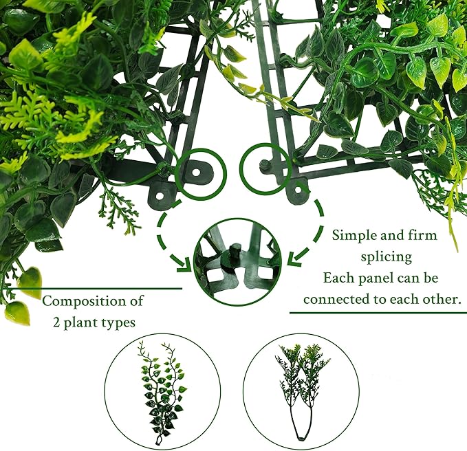 ODTORY Artificial Plants Hedge Wall Panels：20x20 Inch 16P UV-Anti Greenery - Image 3
