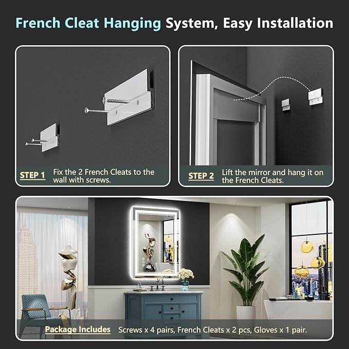 30x36 LED Bathroom Mirror with Lights, Backlit and Front Lit Anti-Fog Lighted - Image 9